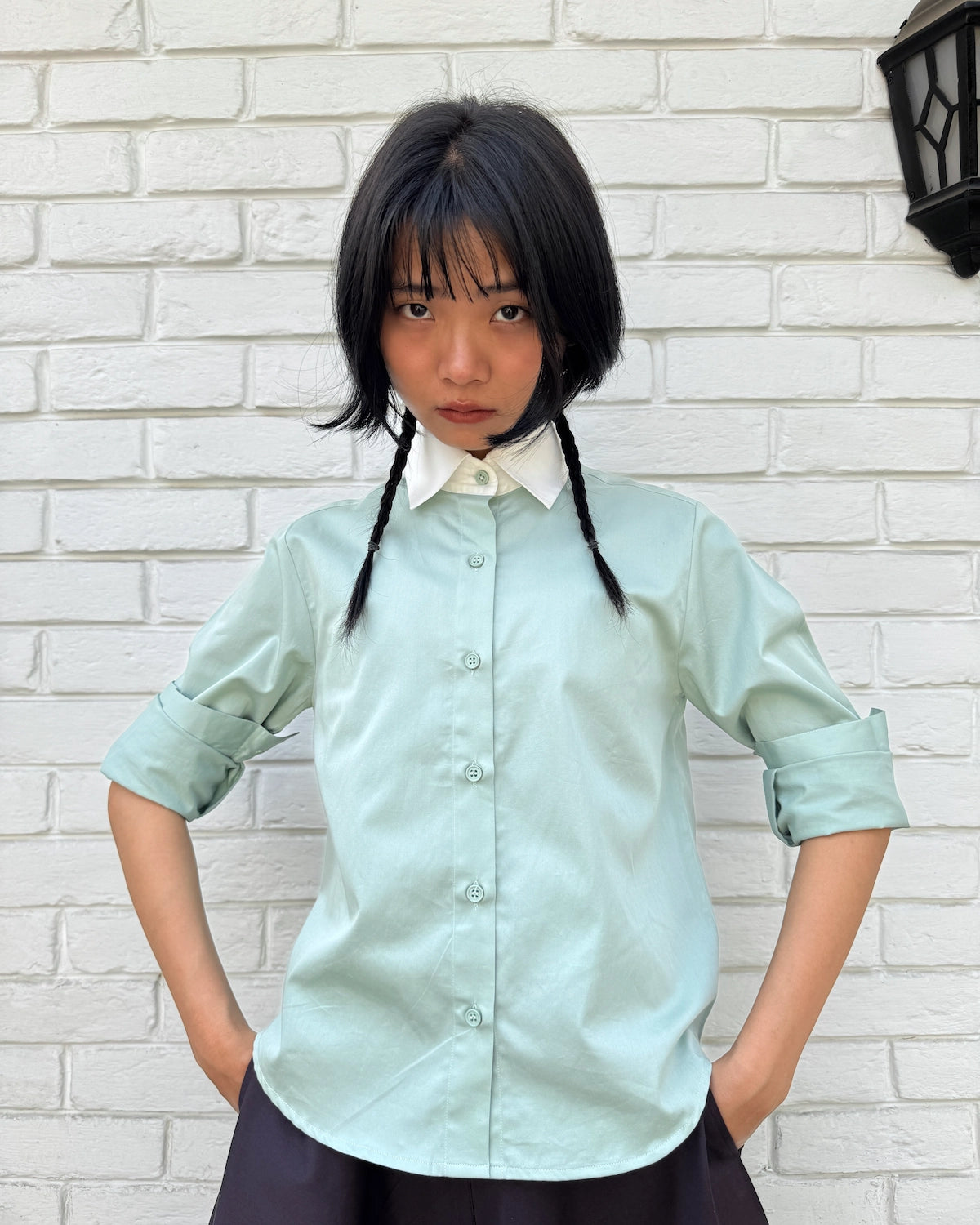 Teal Micro Shirt in Giza Cotton