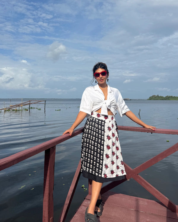 Customer wearing Panelled Skirt ft. Handcraft from Bagh