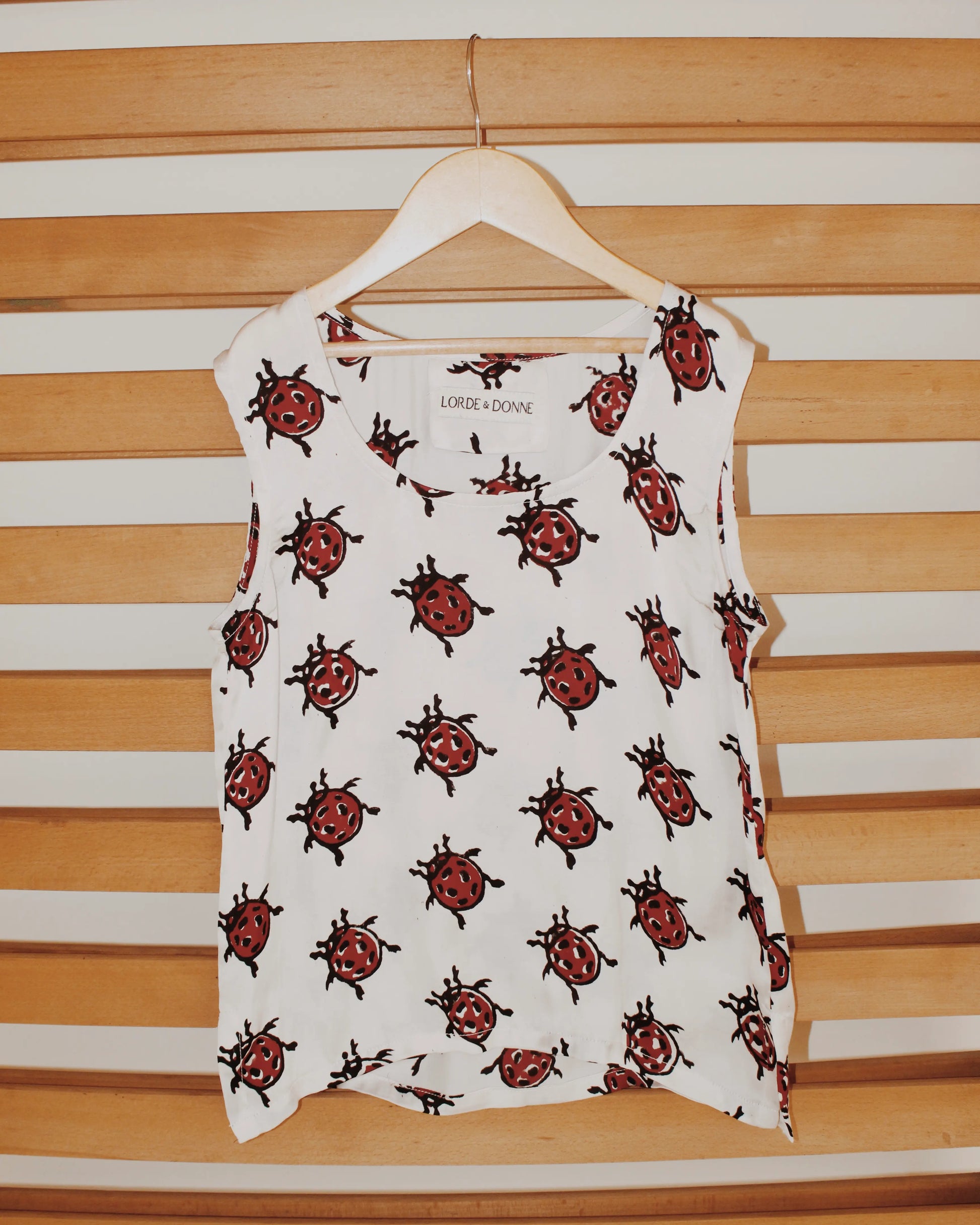 Top, Ladybug Woodblock (Cotton)