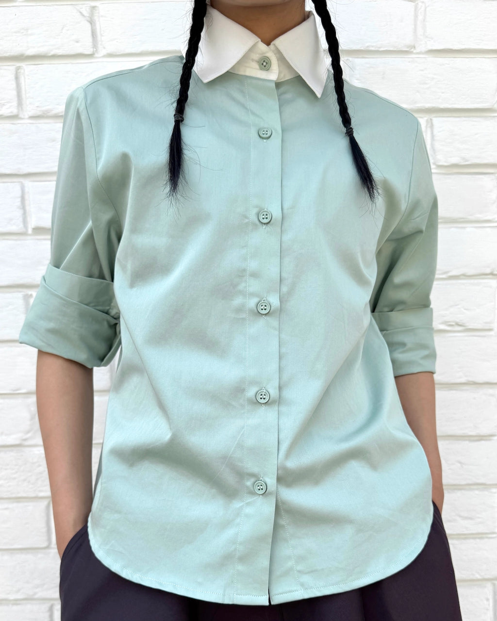 Teal Micro Shirt in Giza Cotton