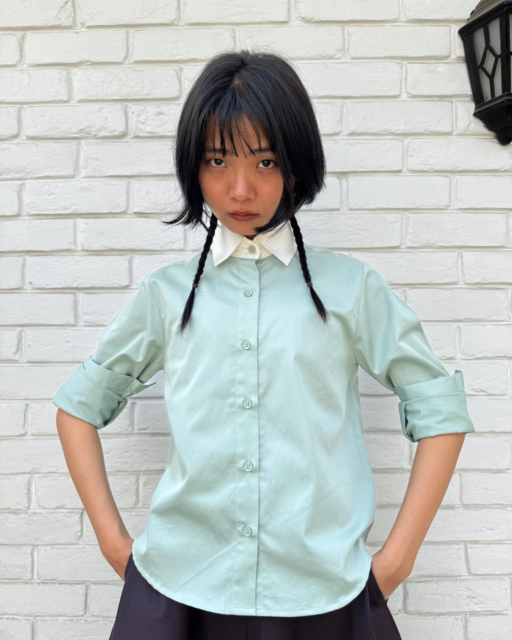 Teal Micro Shirt in Giza Cotton