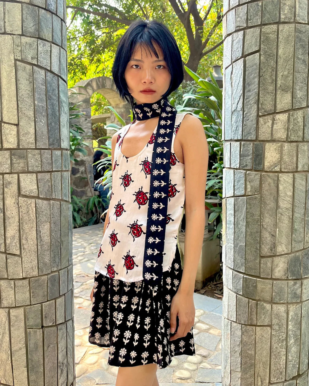 Skirt, Flower Woodblock (Cotton)